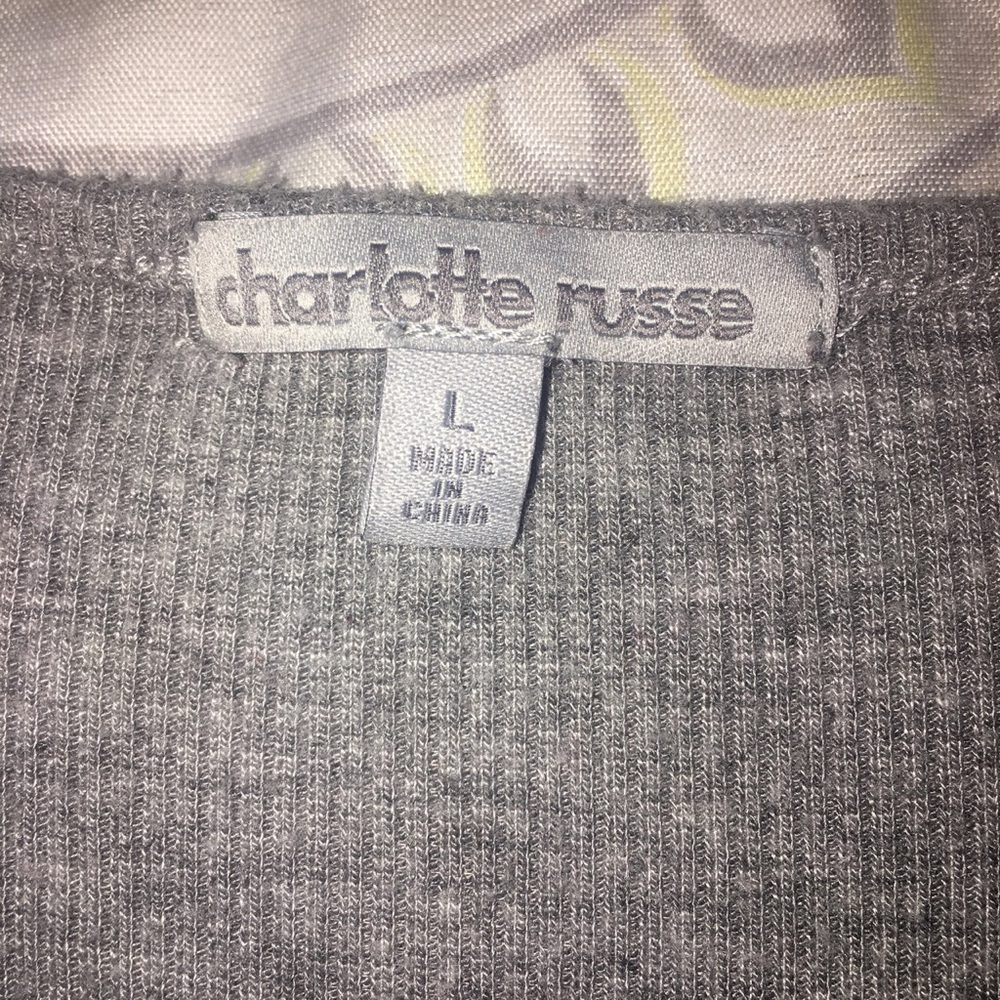 Gray Ribbed Crop Top - Picture 2 of 3